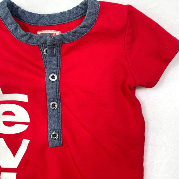 Levi’s Baby Logo Denim Neckline Henley Romper 12m One Piece Casual - Picture 2 of 7